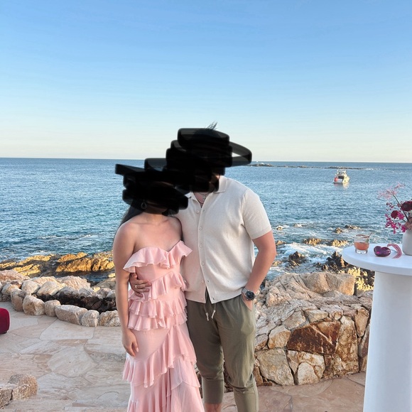 Strapless Pink Ruffle Dress - Picture 2 of 4